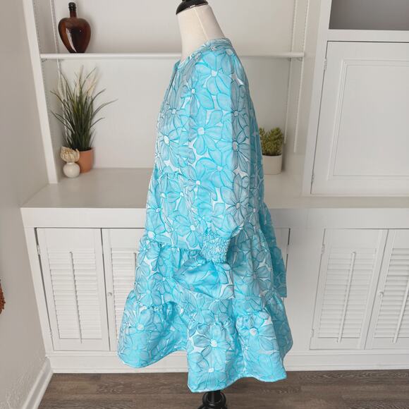 Tuckernuck Pomander Place Blue Daisy Jacquard Kenzo Dress Size M - Picture 4 of 8